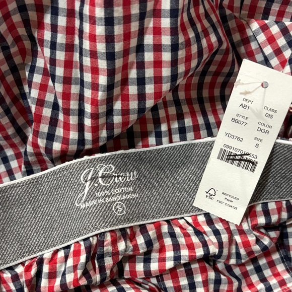 NWT J. Crew Gingham Red White Blue Patterned Boxers - Picture 2 of 6
